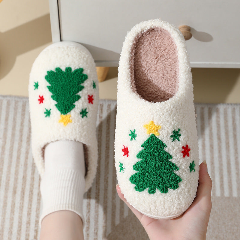 Cute Santa Christmas Slippers – Warm Plush Winter Shoes
