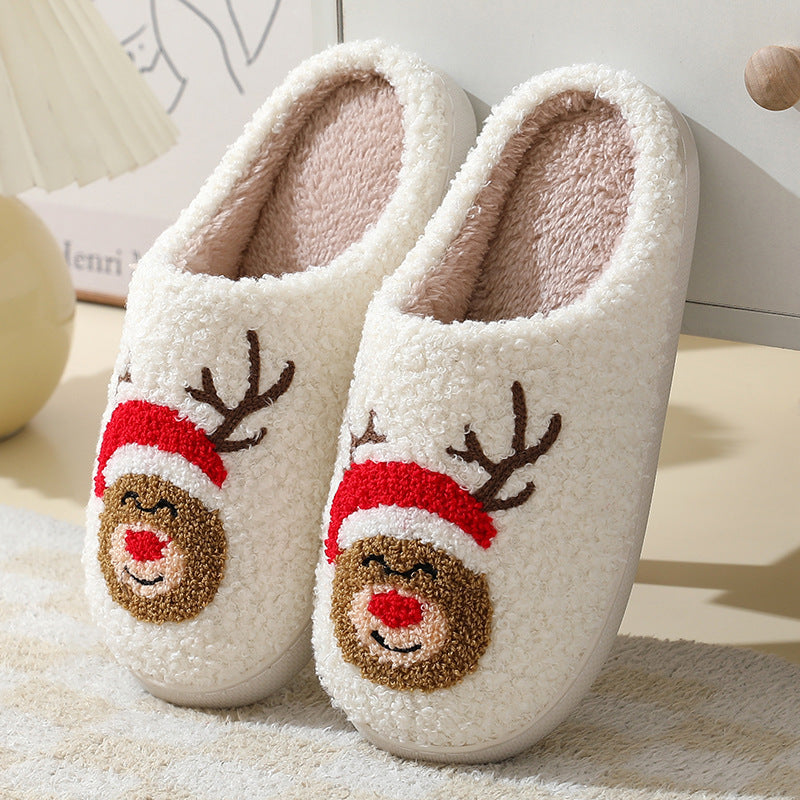 Cute Santa Christmas Slippers – Warm Plush Winter Shoes