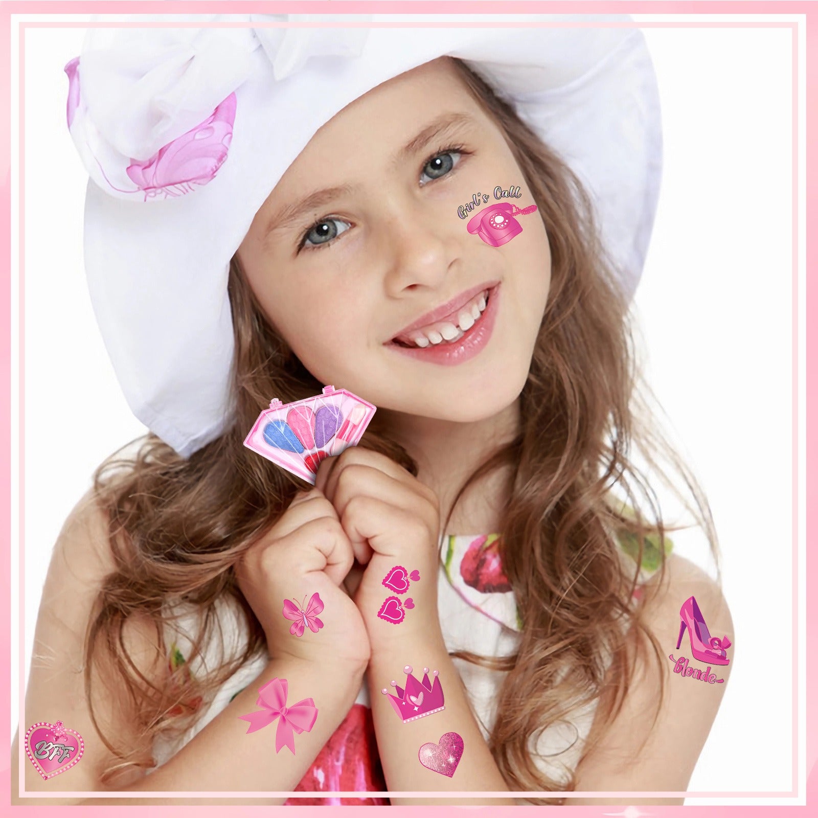 Temporary Tattoos For  Princess Birthday Kiss Tattoos Temporary For Kids Girl Woman  Party Supplies With A Makeup Case
