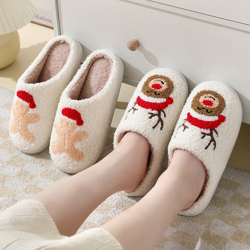 Cute Santa Christmas Slippers – Warm Plush Winter Shoes