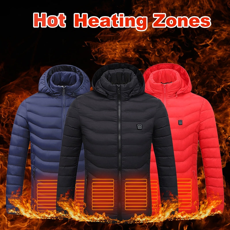 Men’s USB-Powered Heated Jacket – Winter Thermal Coat with 3-Level Heating