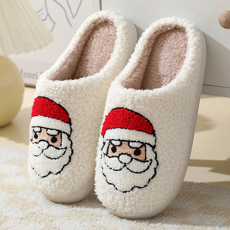 Cute Santa Christmas Slippers – Warm Plush Winter Shoes