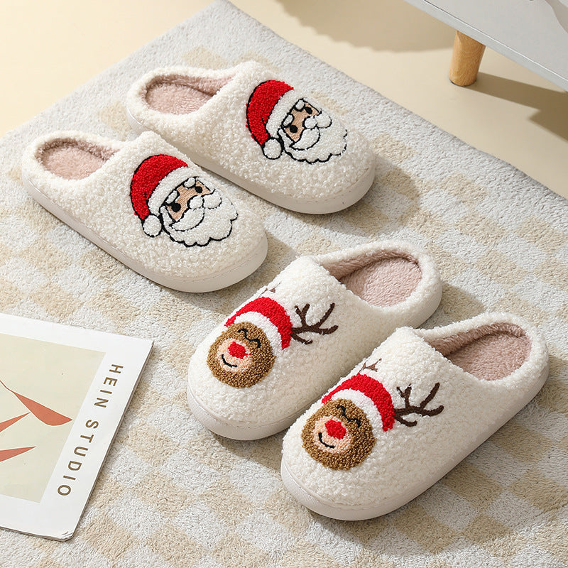 Cute Santa Christmas Slippers – Warm Plush Winter Shoes